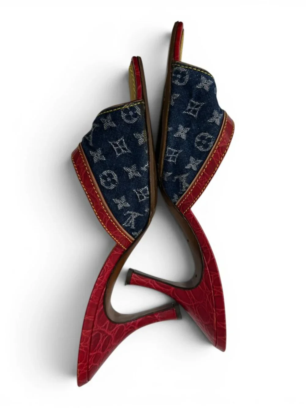 Vintage Louis Vuitton Monogram Denim Mules, Size 38.5 EU